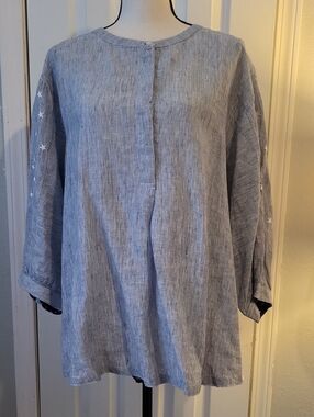 John Mark Tunic With Embroidered Stars On Sleeves, Flag Motif On Back